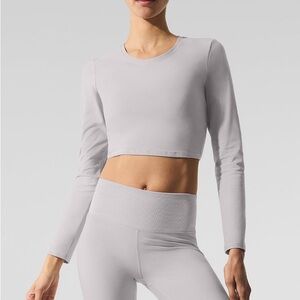 ALO Yoga Washed Alosoft Crop Finesse Long Sleeve